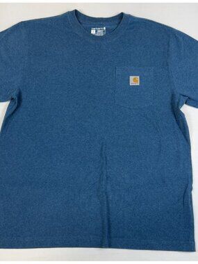 Carhartt Men Large Blue Loose Fit Pocket T-Shirt Heavyweight Cotton Work